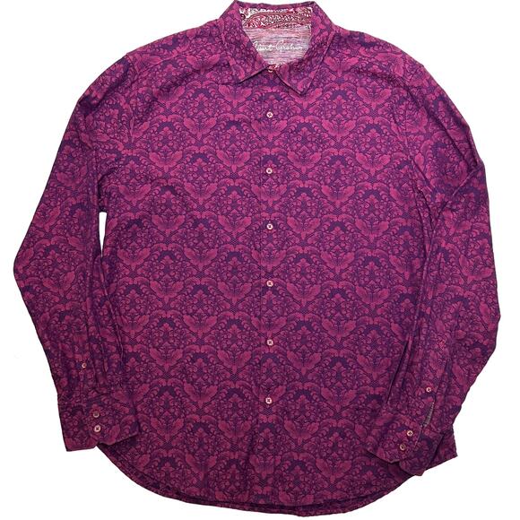 Robert Graham Long Sleeve Pink & Purple Print Button-Up Shirt size XL - Picture 1 of 10